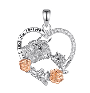 ALibaba Necklace Love You Highland Cow Necklaces Sterling Silver Beautiful Gifts!